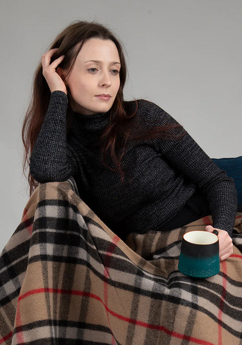 Thompson Camel - Merino Wool Tartan Blanket
