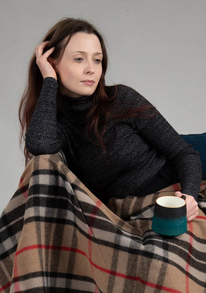 Thompson Camel - Merino Wool Tartan Blanket