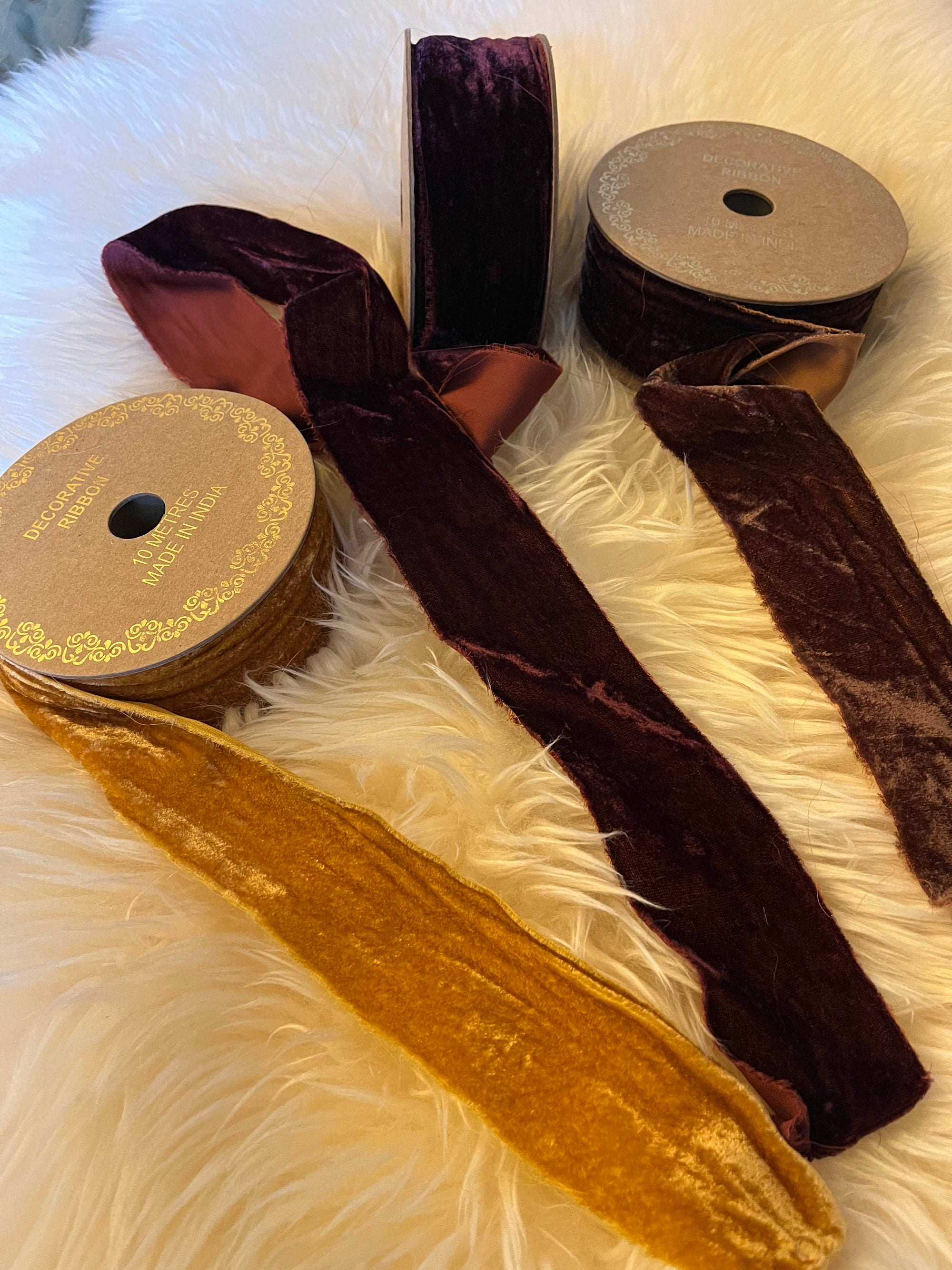 Raw Edge Burgundy Velvet Ribbon