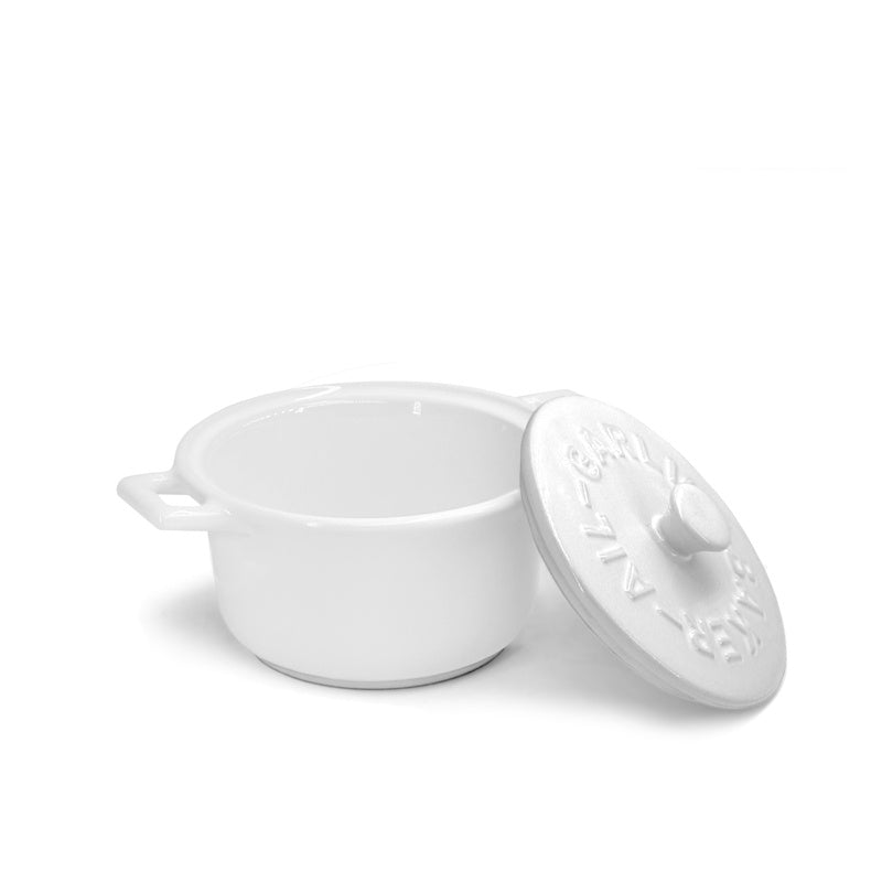 White Stoneware Garlic Baker