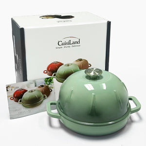 Cast Iron Bread Cloche - Green Enamel