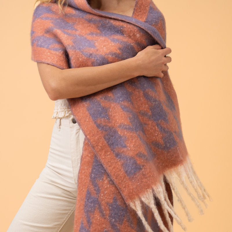 Harper Cosy Scarf - Coral/Lavender
