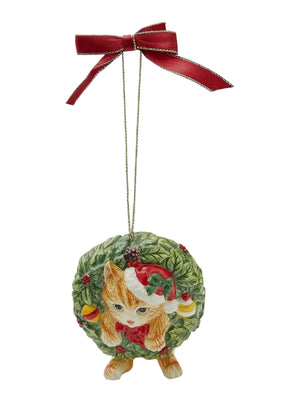 Spode Kitten in Wreath Ornament
