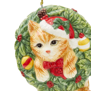 Spode Kitten in Wreath Ornament