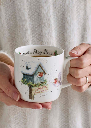 'Santa Stop Here' 11oz Mug - Wrendale