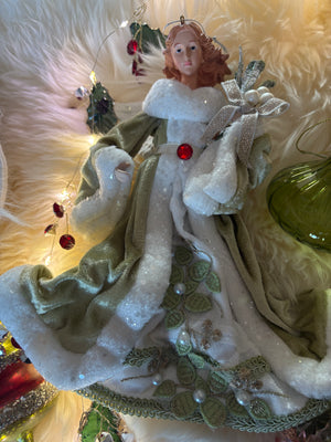 Mistletoe Kisses Angel Ornament,