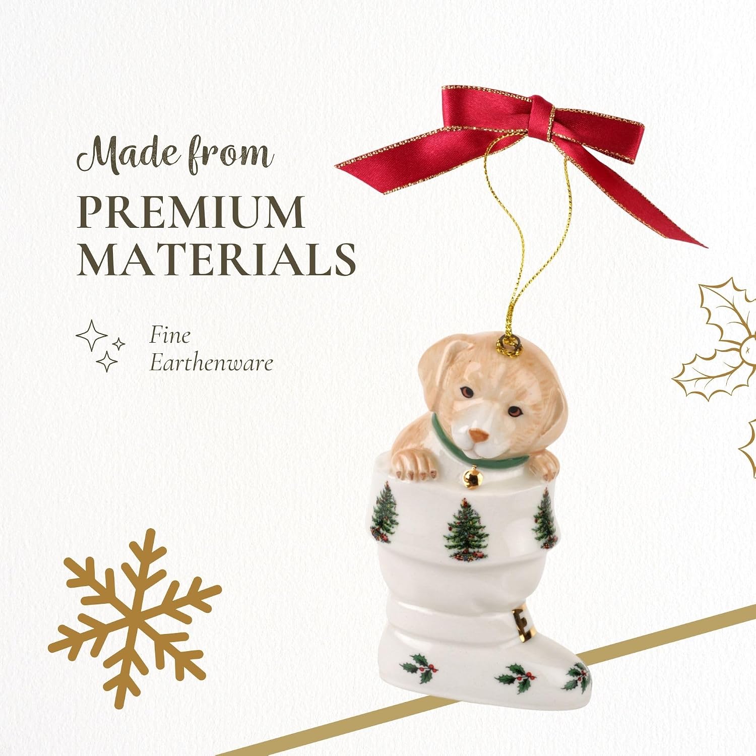 Spode Puppy in a Boot Ornament