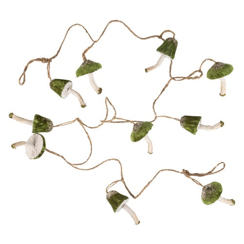 Antiqued Emerald Mushroom Garland