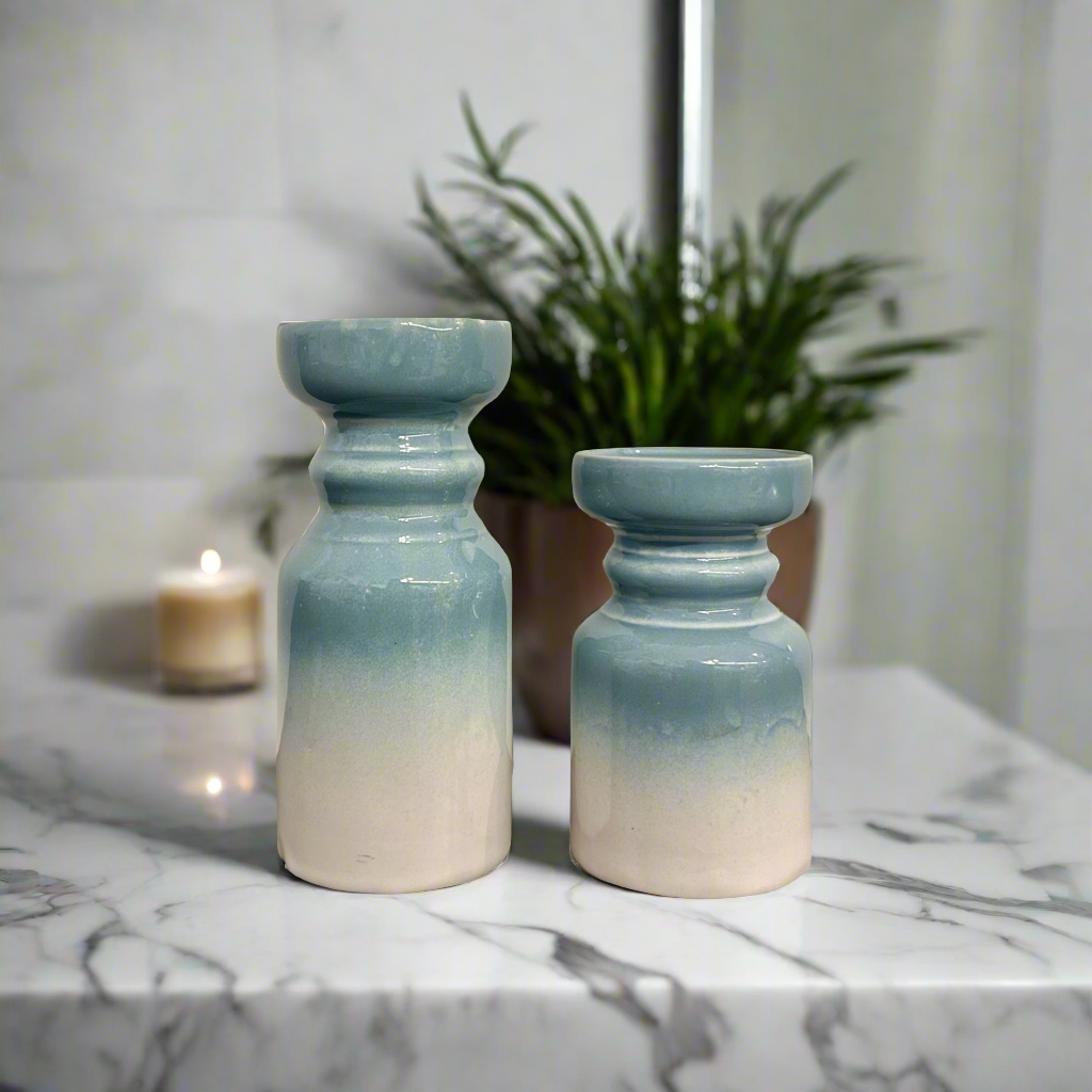 Stoneware Ombre Pillar Candle Holders