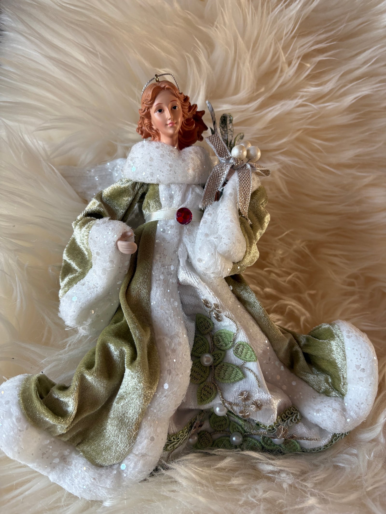 Mistletoe Kisses Angel Ornament,