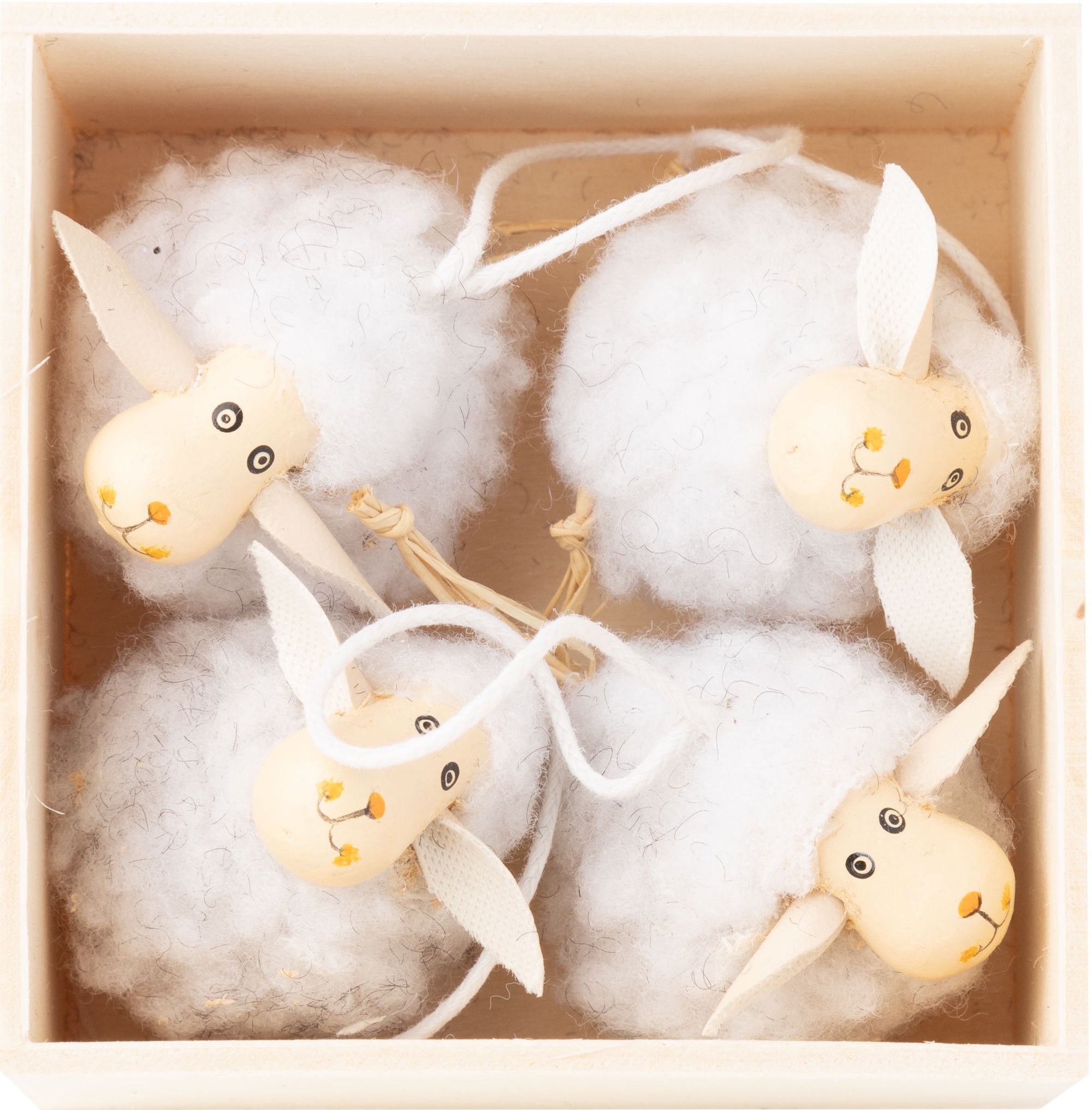 Mini Wooly White Sheep Ornaments (Set of 4)