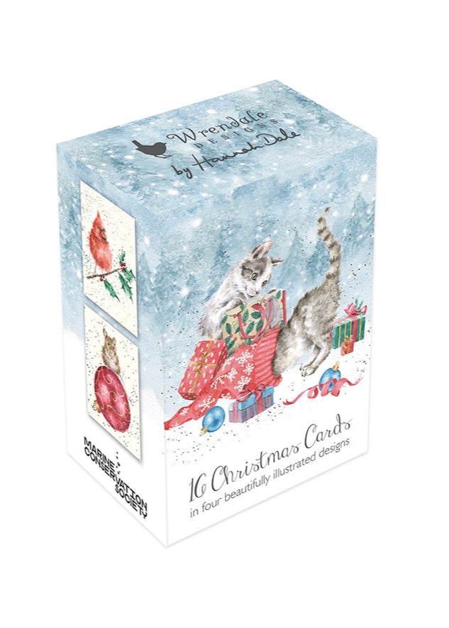 "Purrfect Christmas" Wrendale Christmas Mini Card Set (16ct)