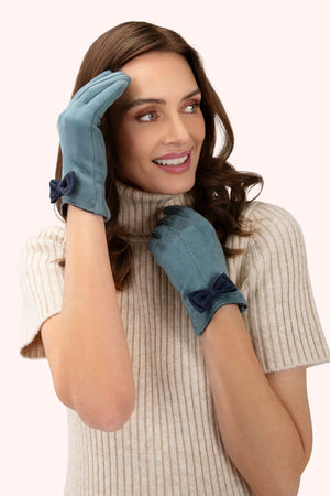 Adalyn Gloves - Ice & Navy