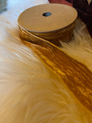 Raw Edge Umber Velvet Ribbon