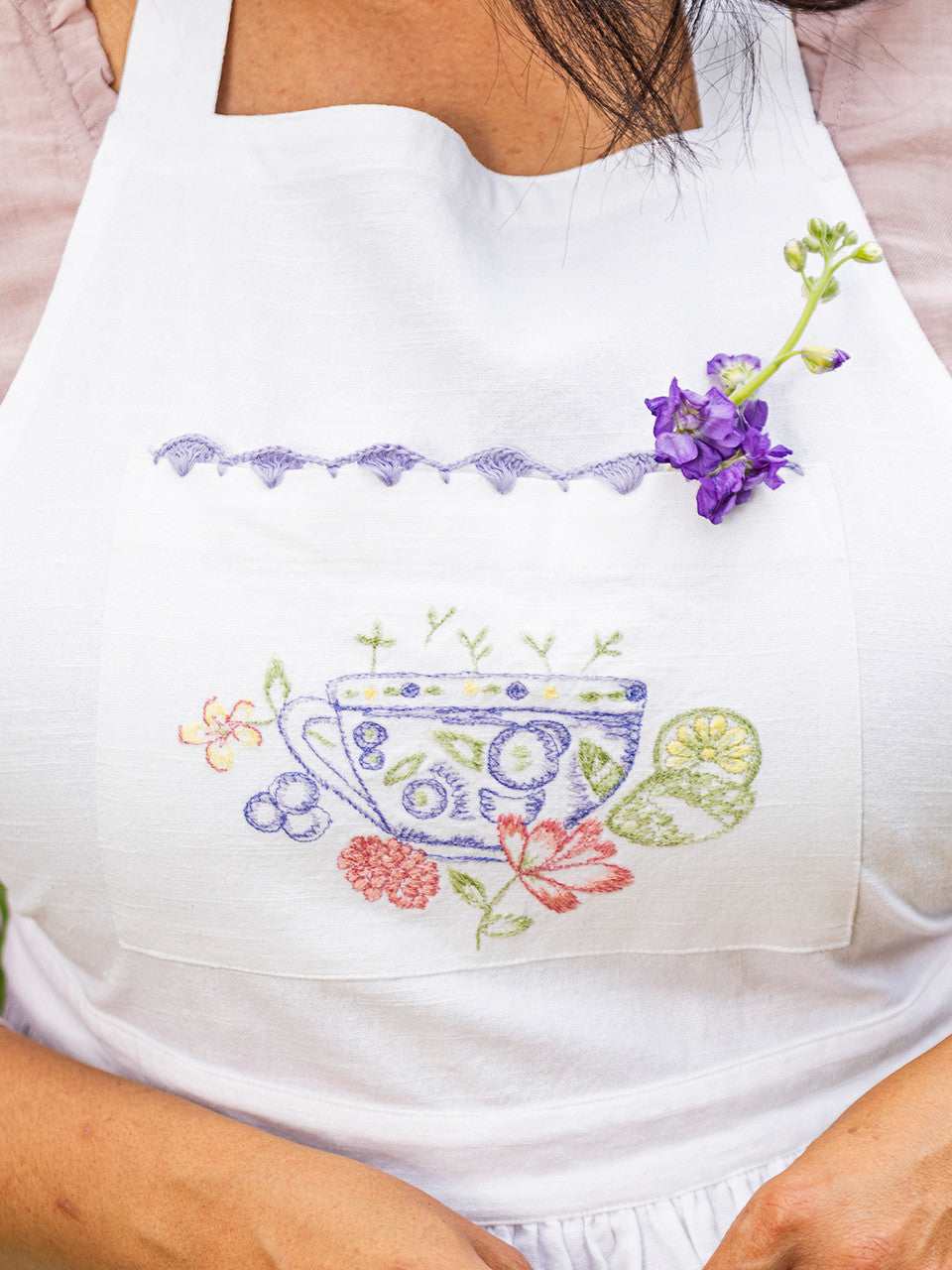 April Cornell Tea Time Embroidered Apron