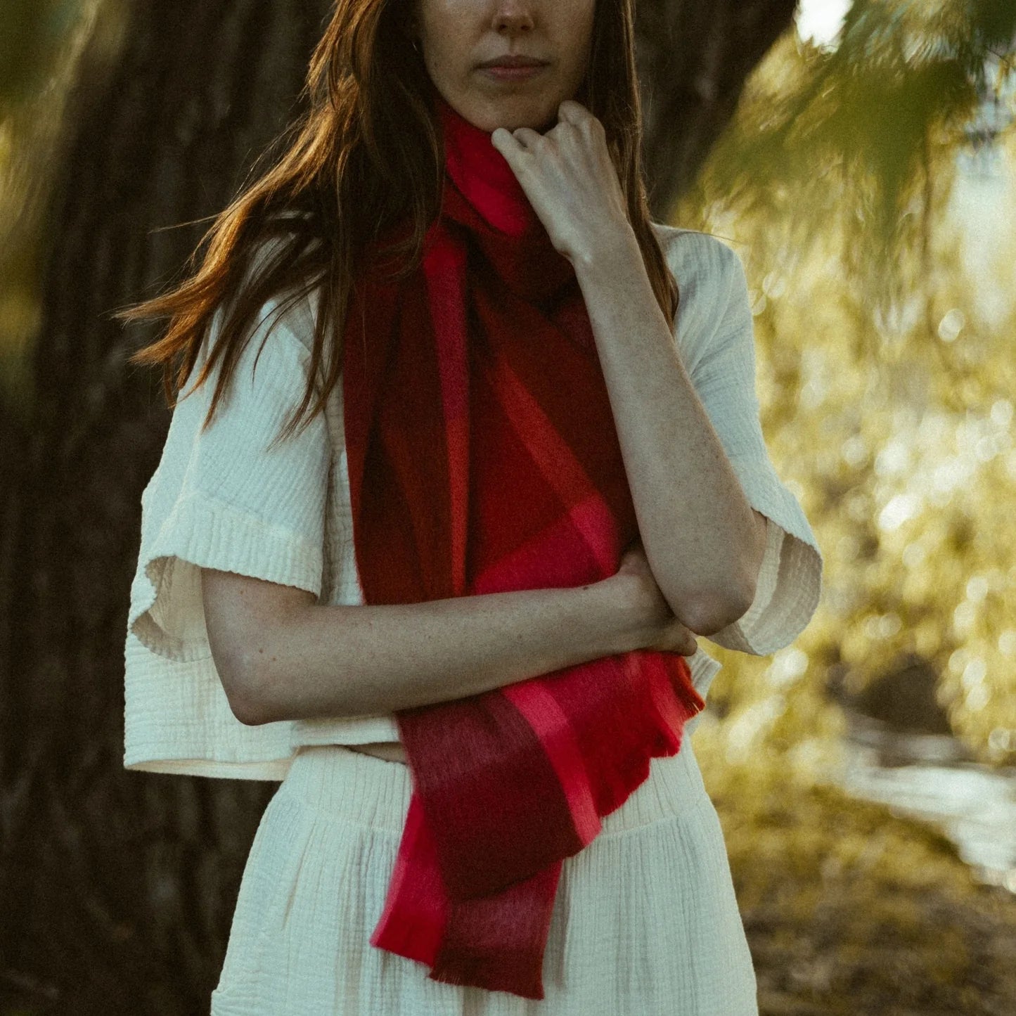 Ultra Soft Alpaca Scarf - Sangria Plaid