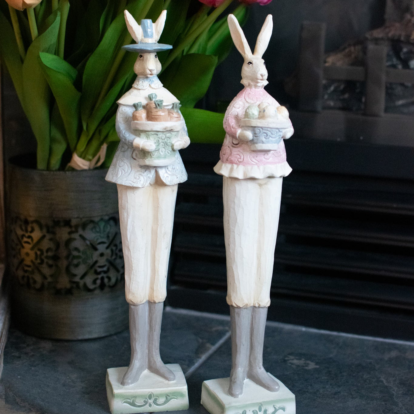 Elegant Easter Bunny Figurines