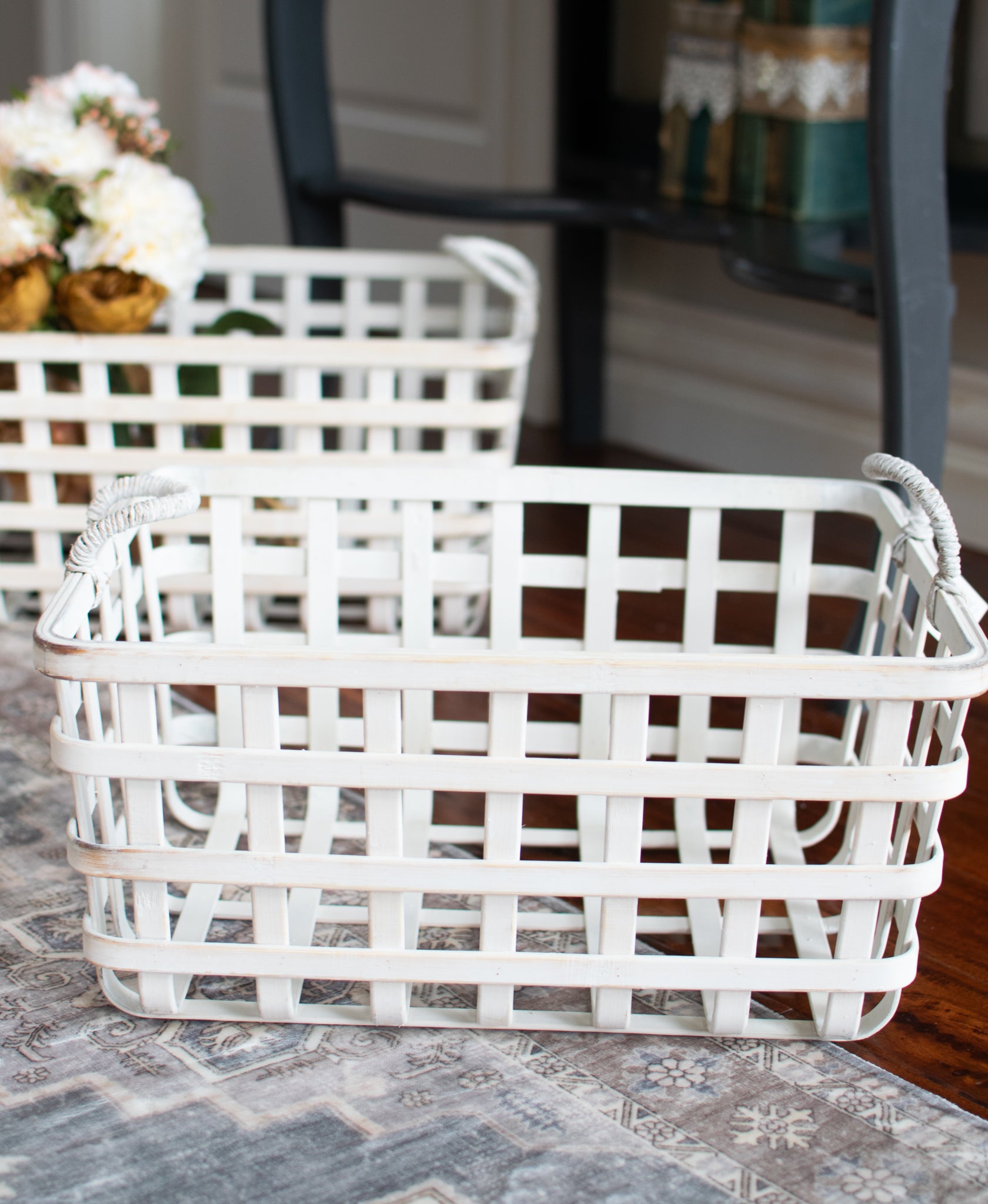 White Open Weave Basket