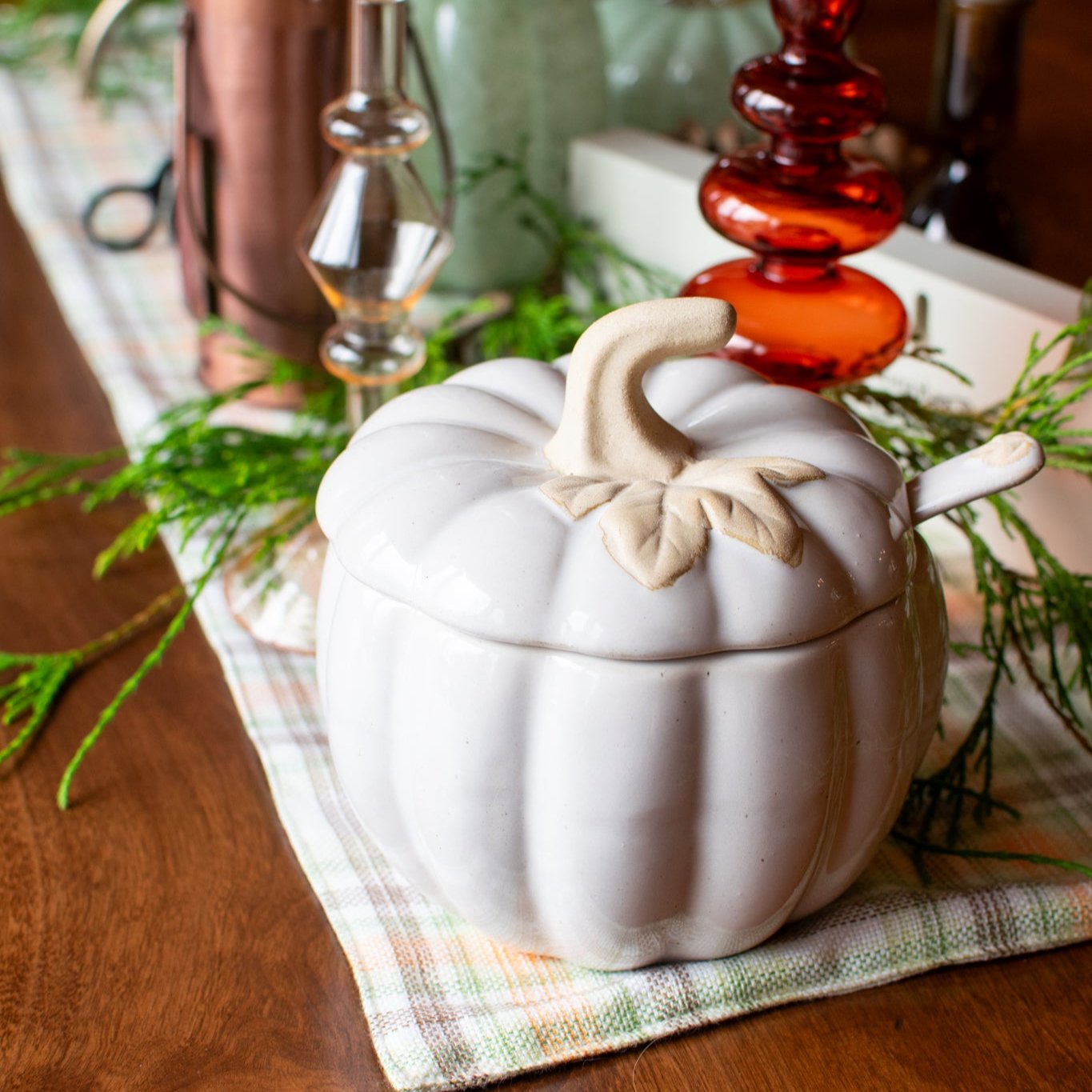 Covered Pumpkin Bowl with Spoon