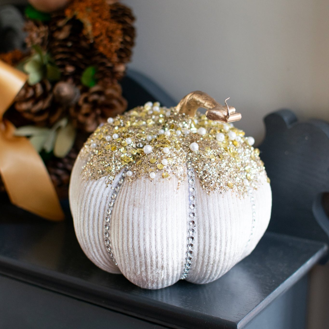 Bejeweled Champagne Pumpkins