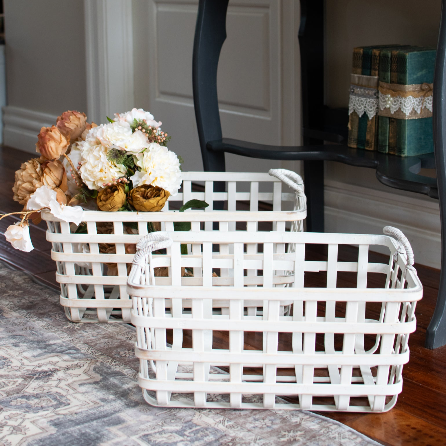 White Open Weave Basket