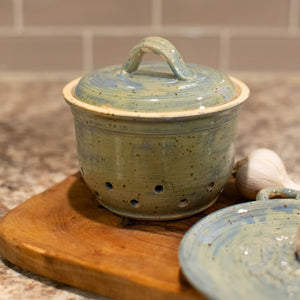 Garlic Storage Jar & Grater Gift Set - Lagoon - Handcrafted Pottery