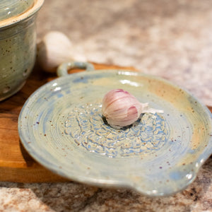 Garlic Storage Jar & Grater Gift Set - Lagoon - Handcrafted Pottery