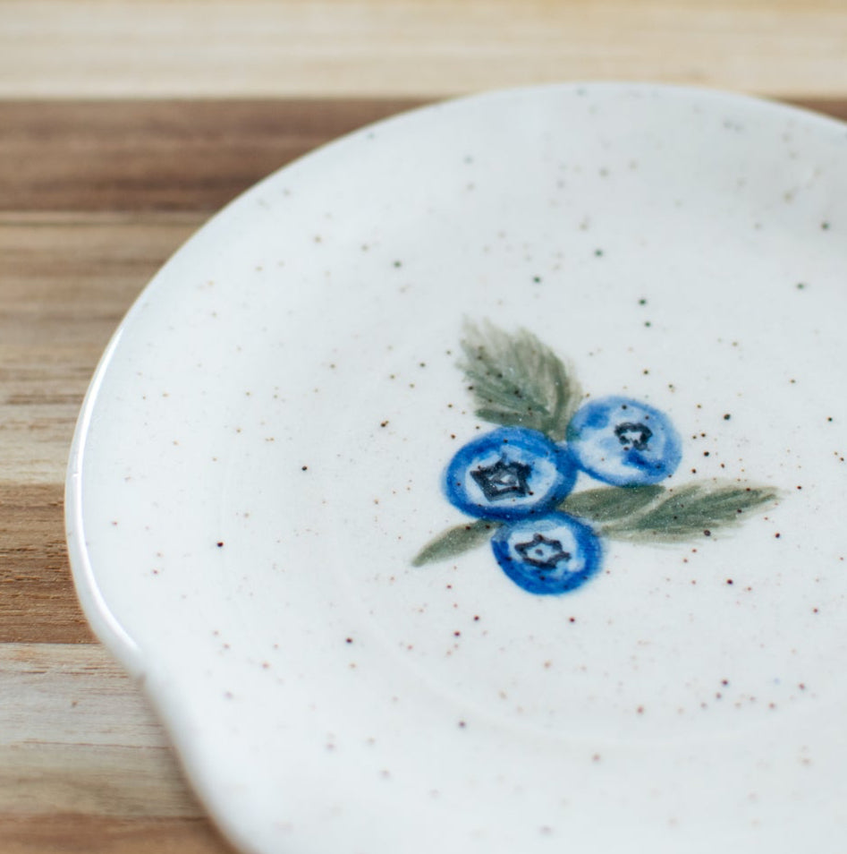 Newfoundland Blueberry Bunch - Spoon Rest - Handmade Pottery