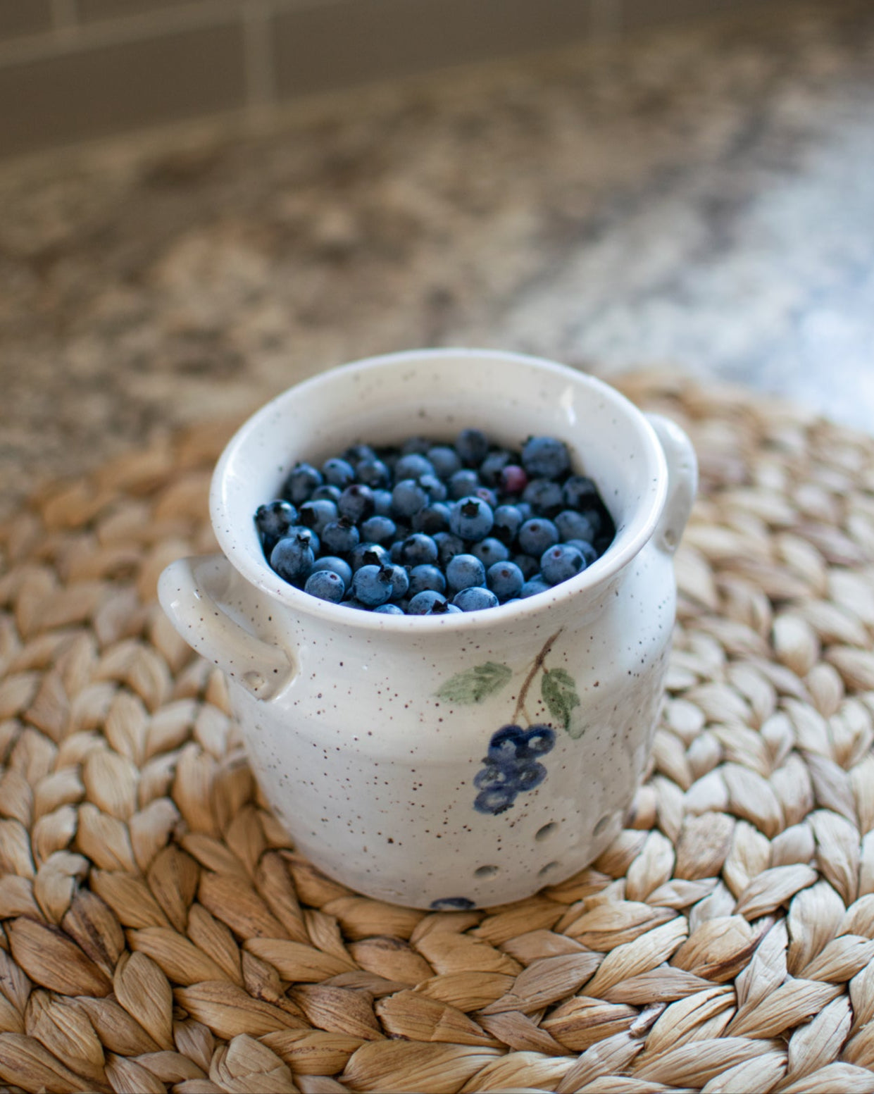 Snowglaze Wild Blueberry Colander - Handcrafted Pottery