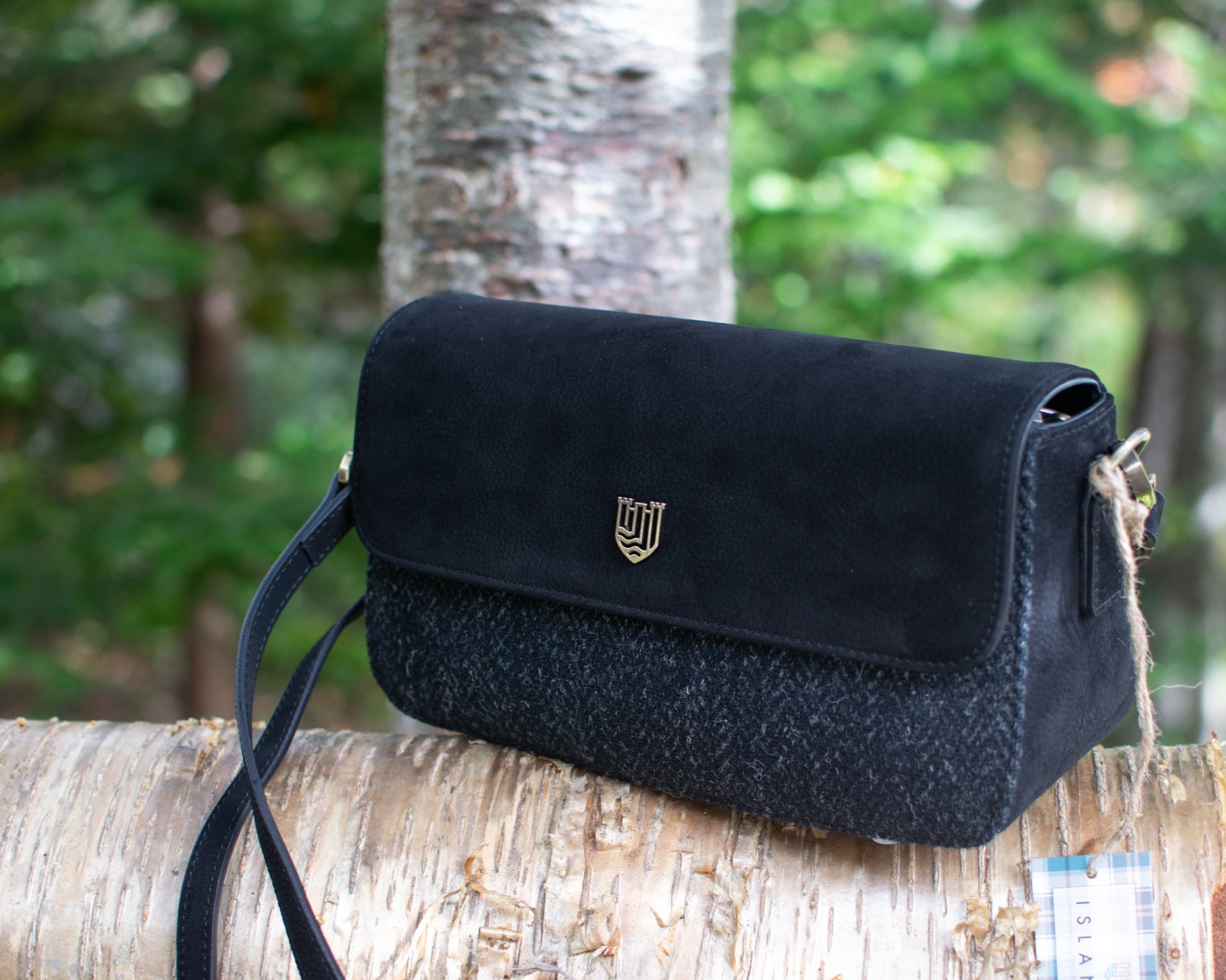 The Caithness Clutch - Black Herringbone - Genuine Leather