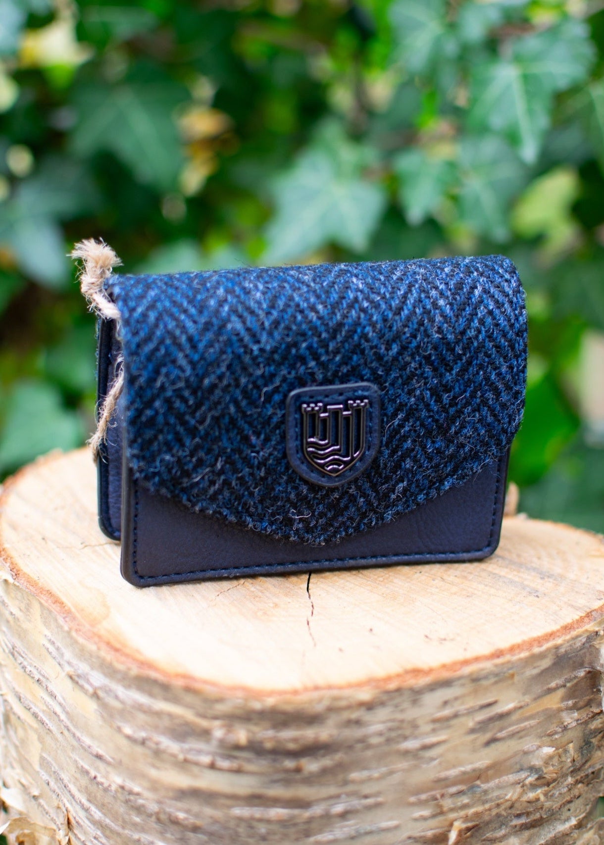 The Card Case - Navy Herringbone