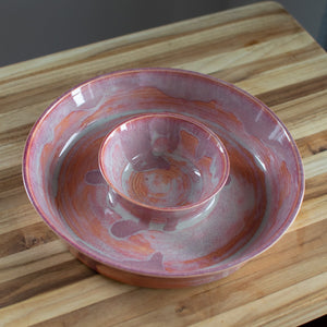Rosy Hearth – Chip & Dip Serving Platter - Handcrafted Pottery