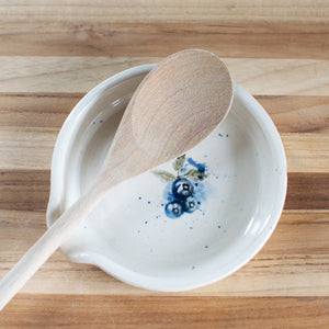 Blueberry Splash Spoon Rest - Handcrafted Pottery