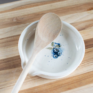 Blueberry Splash Spoon Rest - Handcrafted Pottery
