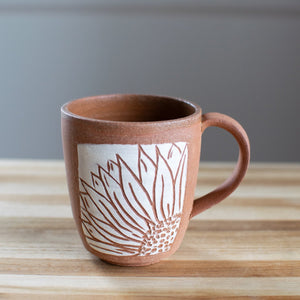 Crown Daisy - Raw Clay Pottery Mug