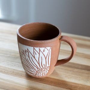 Crown Daisy - Raw Clay Pottery Mug