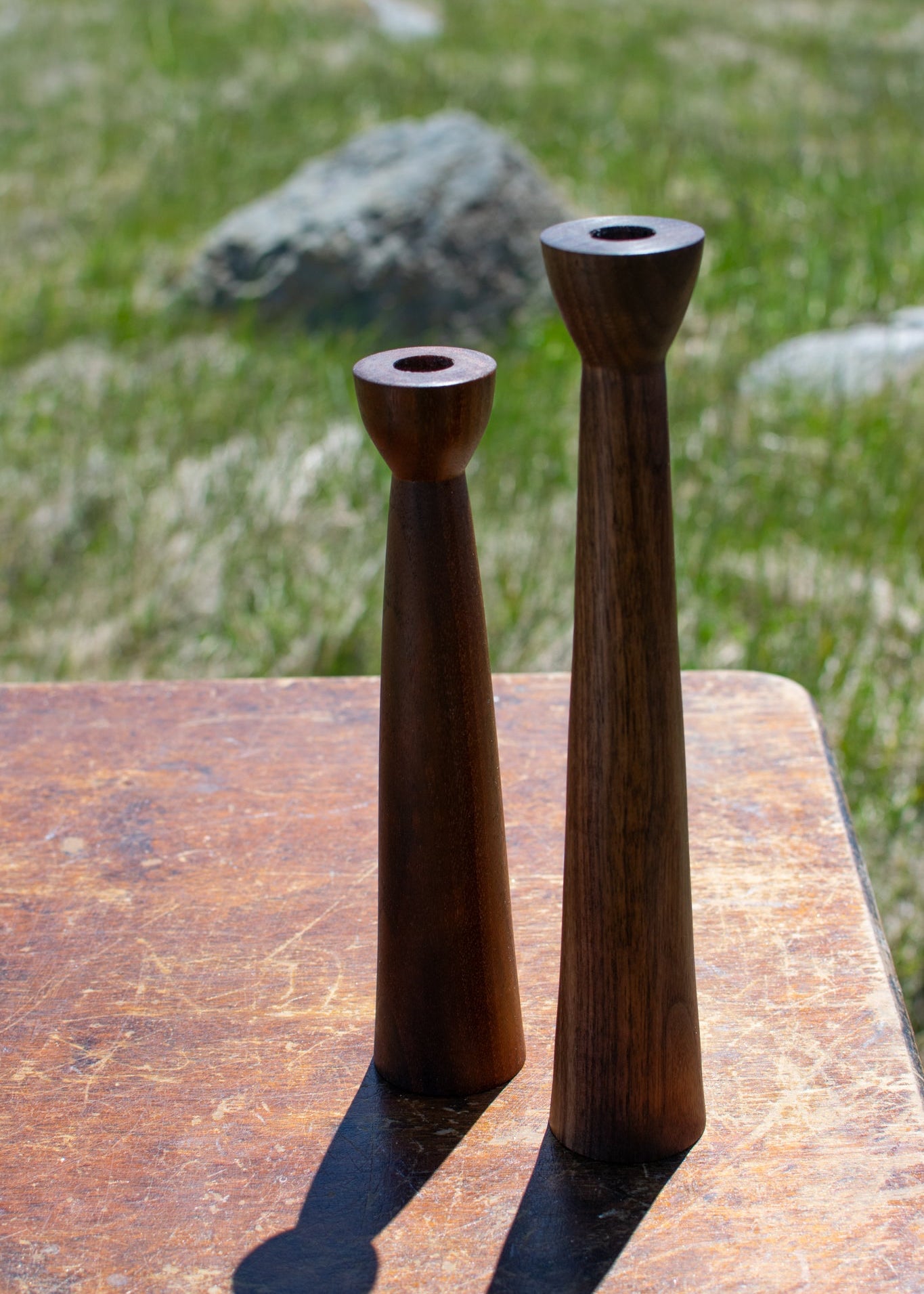 Walnut Candlestick Set
