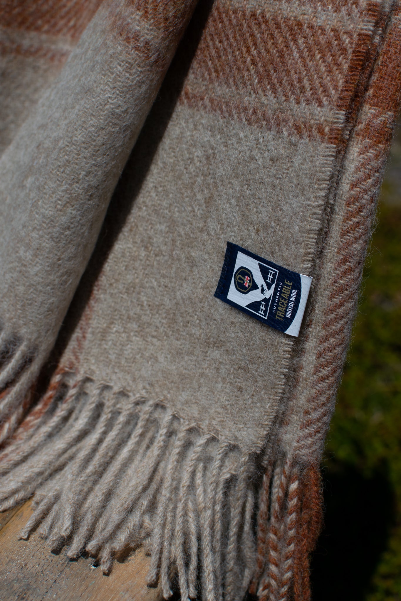 British Lambswool Blanket - Classic Check (Terracotta & Green)