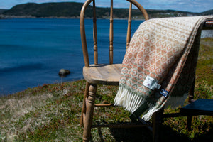British Lambswool Blanket - Diamond Ombre (Terracotta & Green)