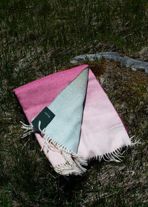Merino Wool Blanket - Ombre Stripe (Pink & Khaki)
