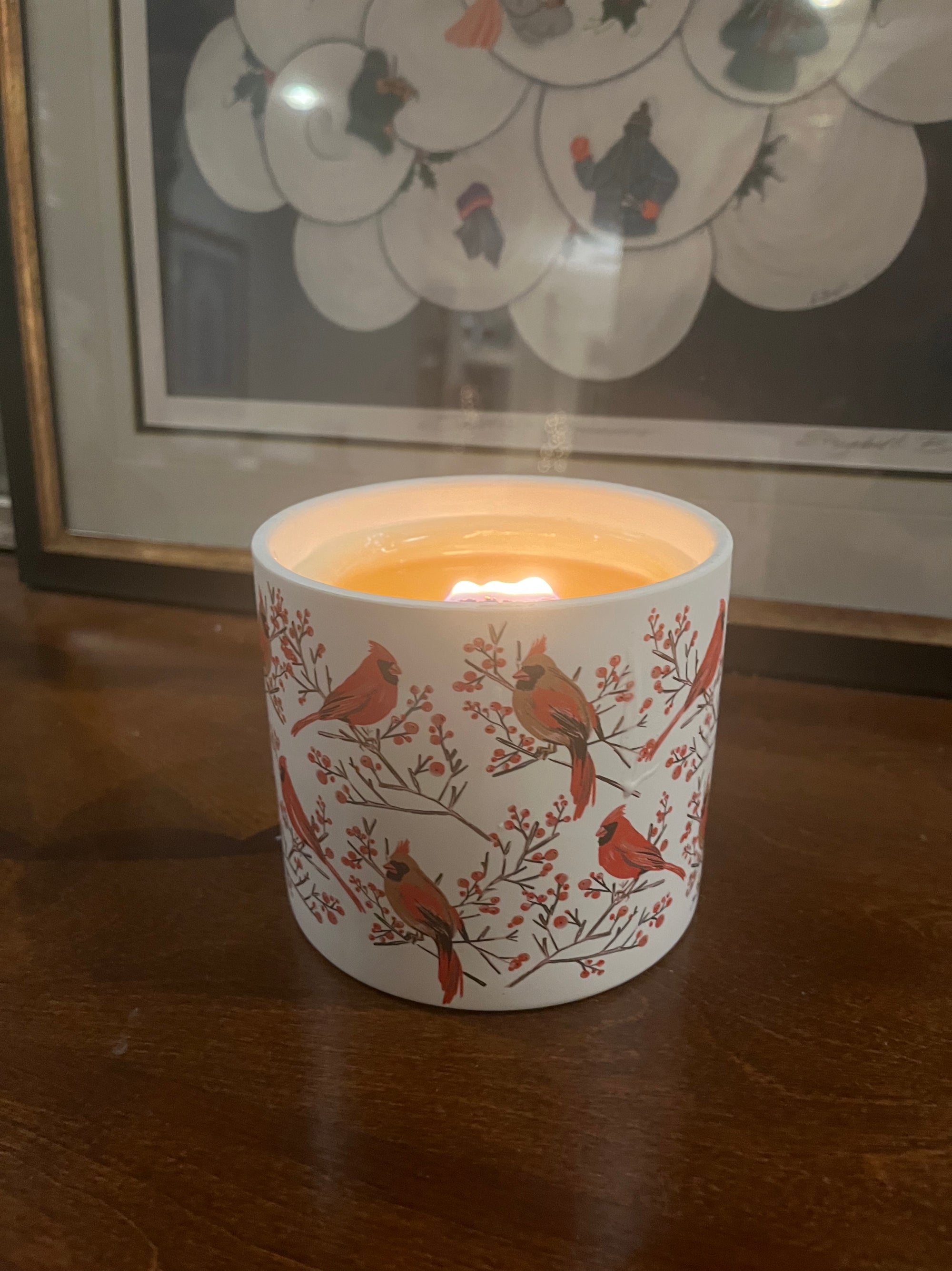 Winter Cardinal Wood Wick Candle