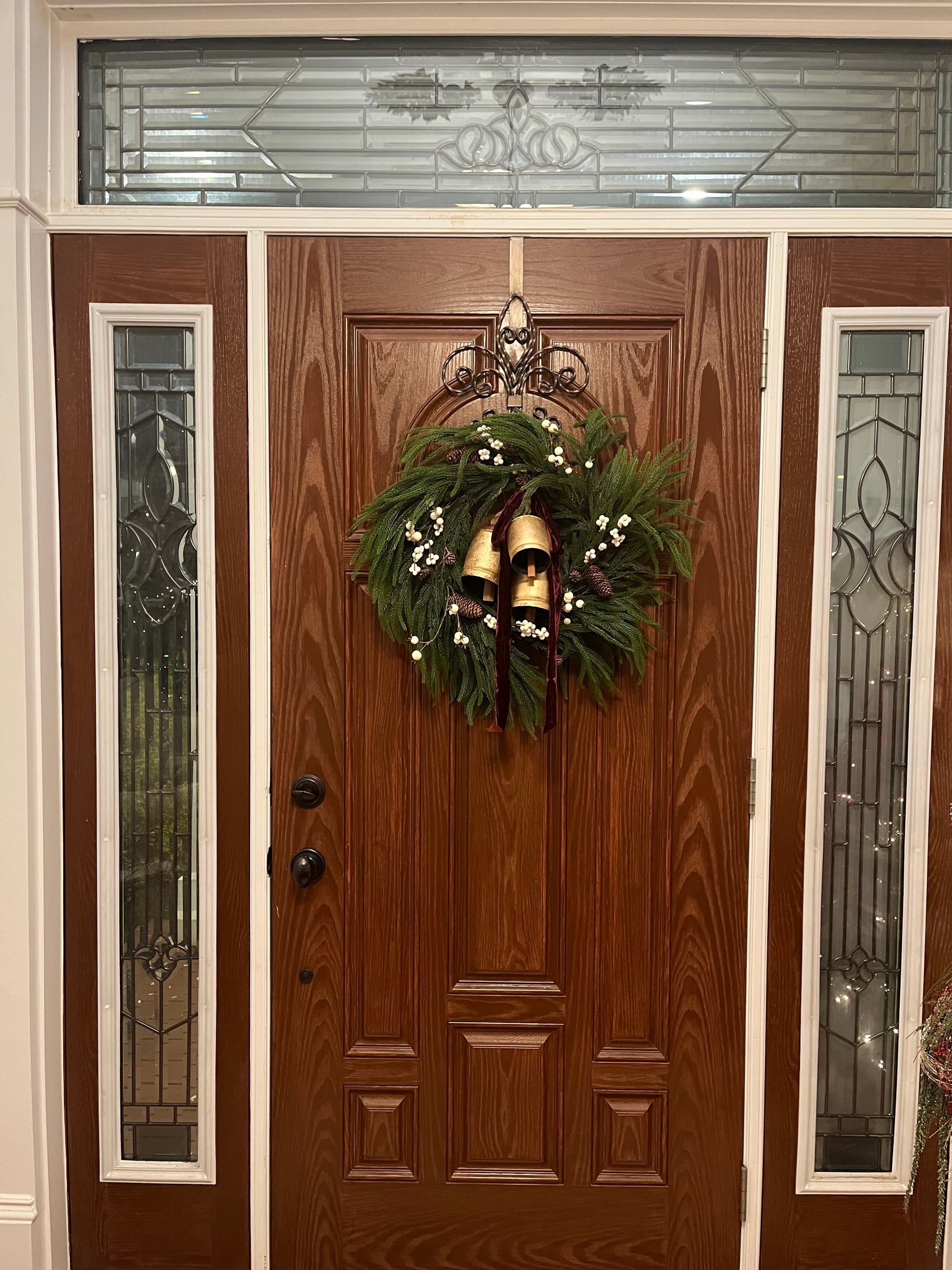 Norfolk Pine Wreath with Ivory Berries and Manor Bells