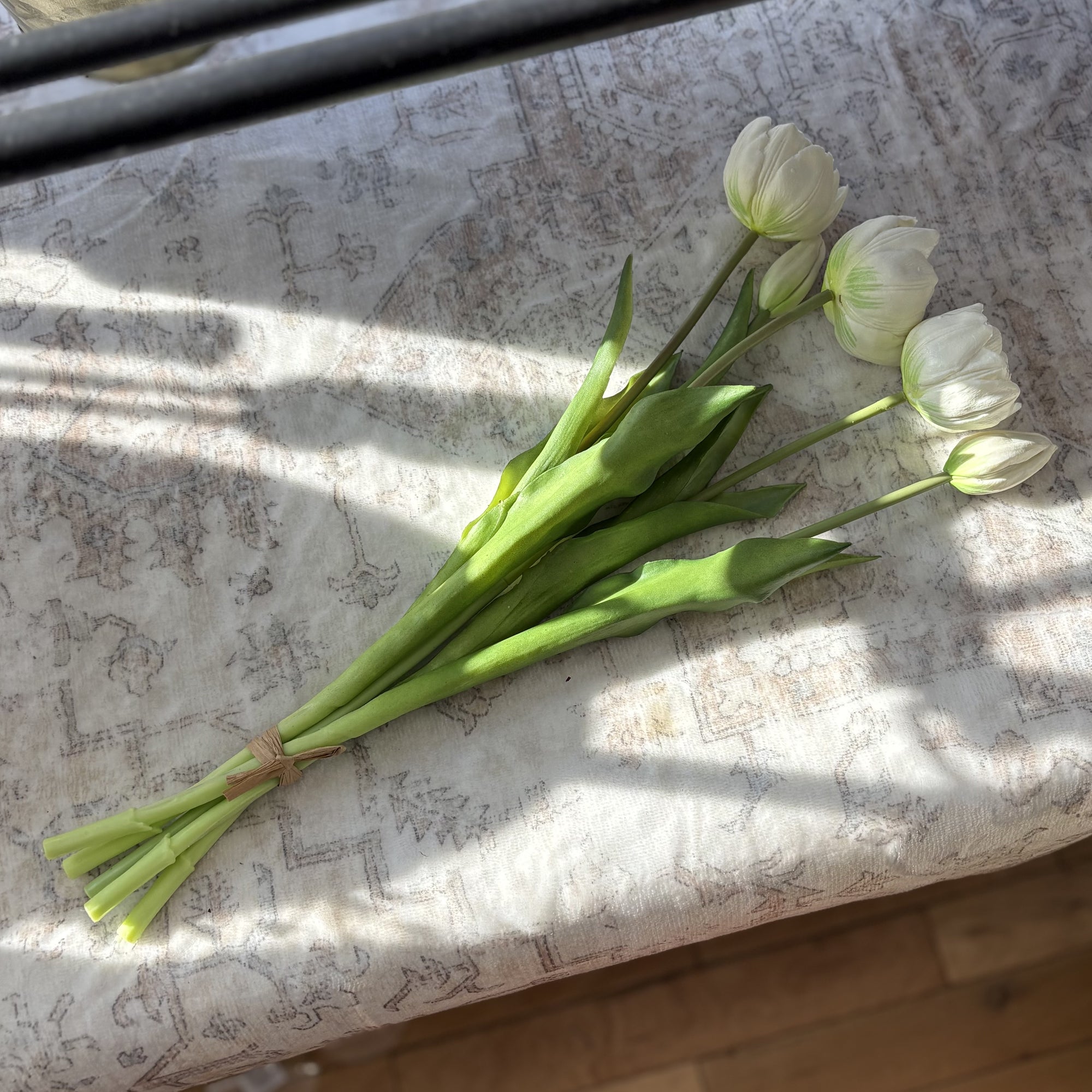 18" Fresh Touch Peony Tulips - Delicate Ivory