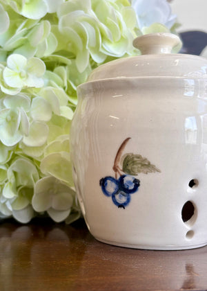 Bough & Berry Garlic Keeper - Handcrafted Pottery