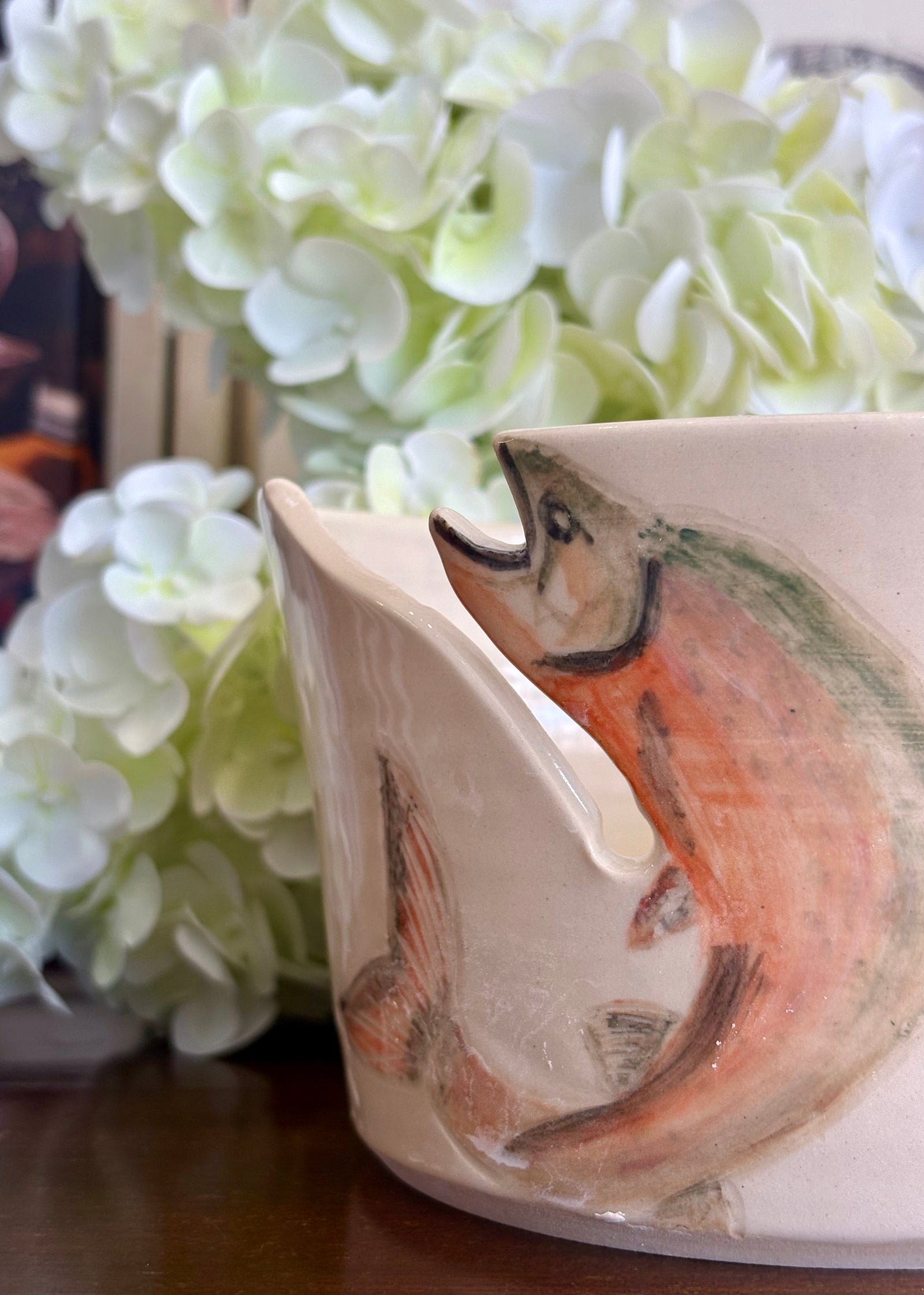 Salmon Up Stream Knitting Bowl