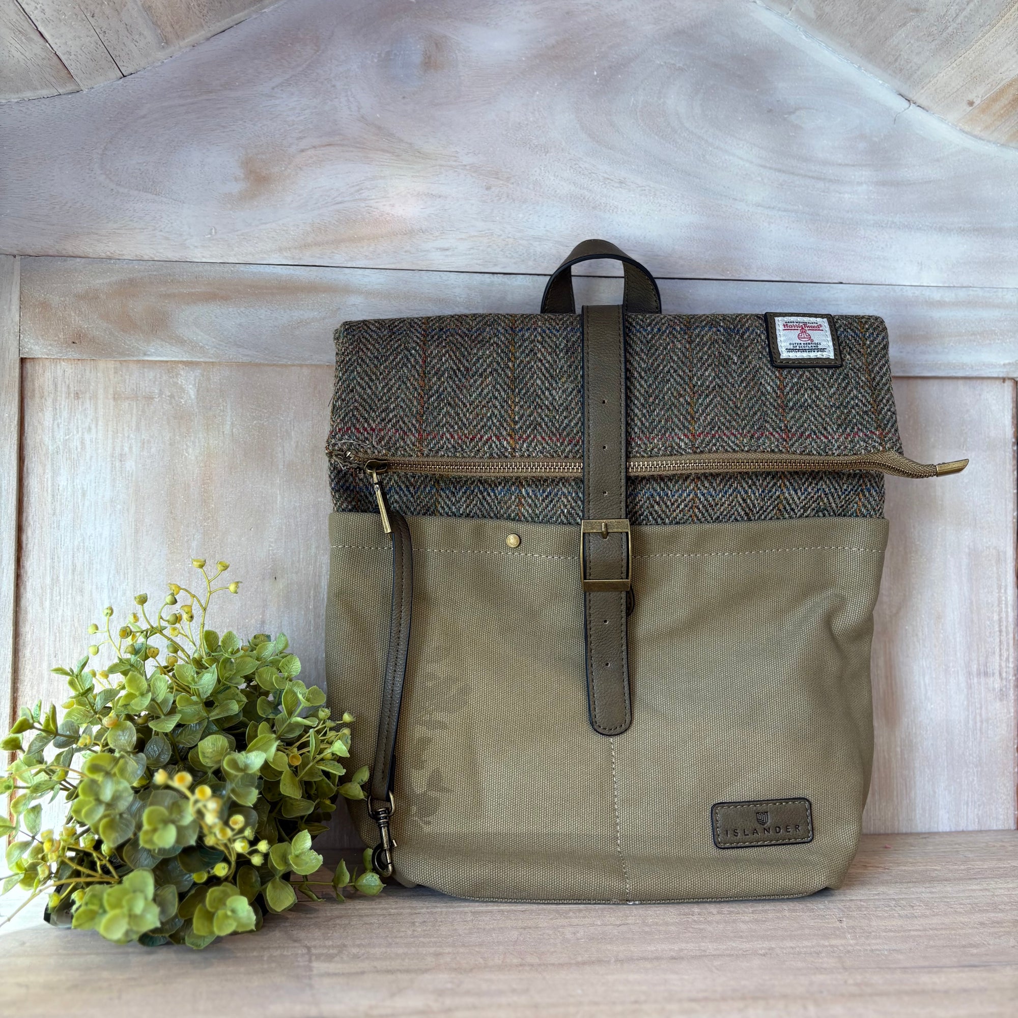 Canvas Backpack - Chestnut Herringbone