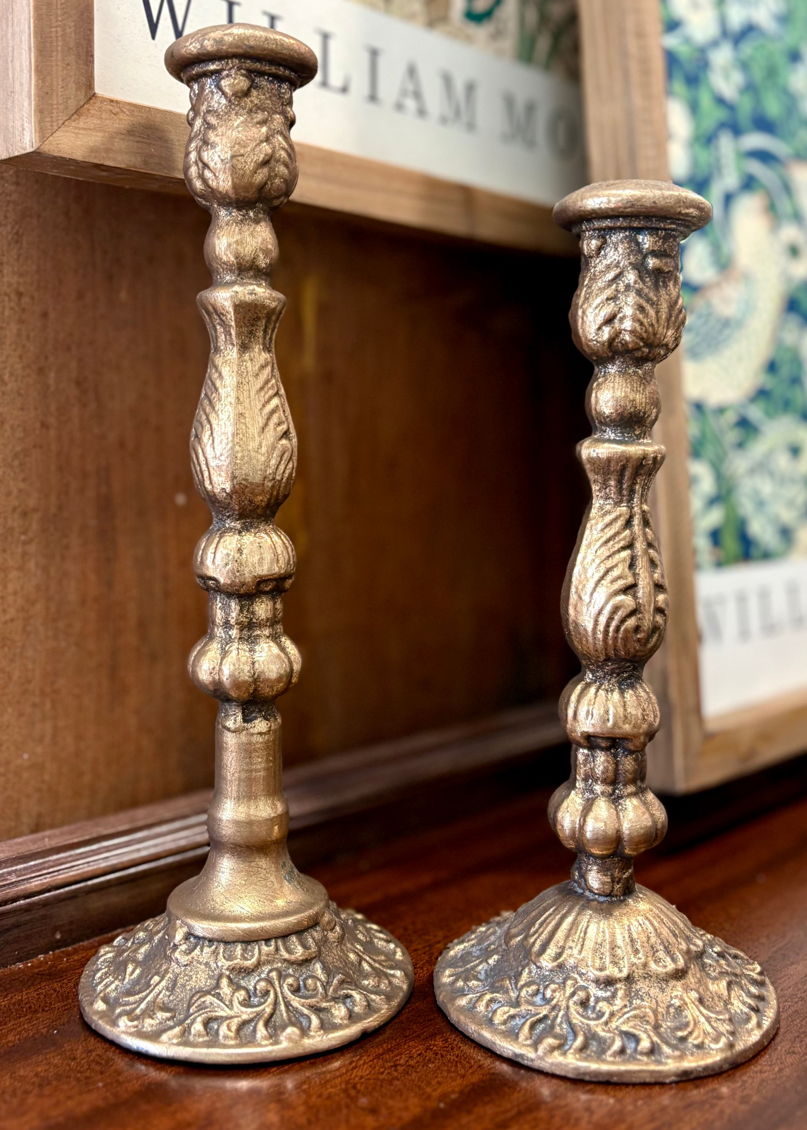 Antique Gold Taper Candle Holders
