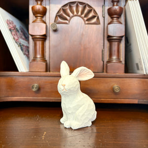 White Carved Bunny Figurines