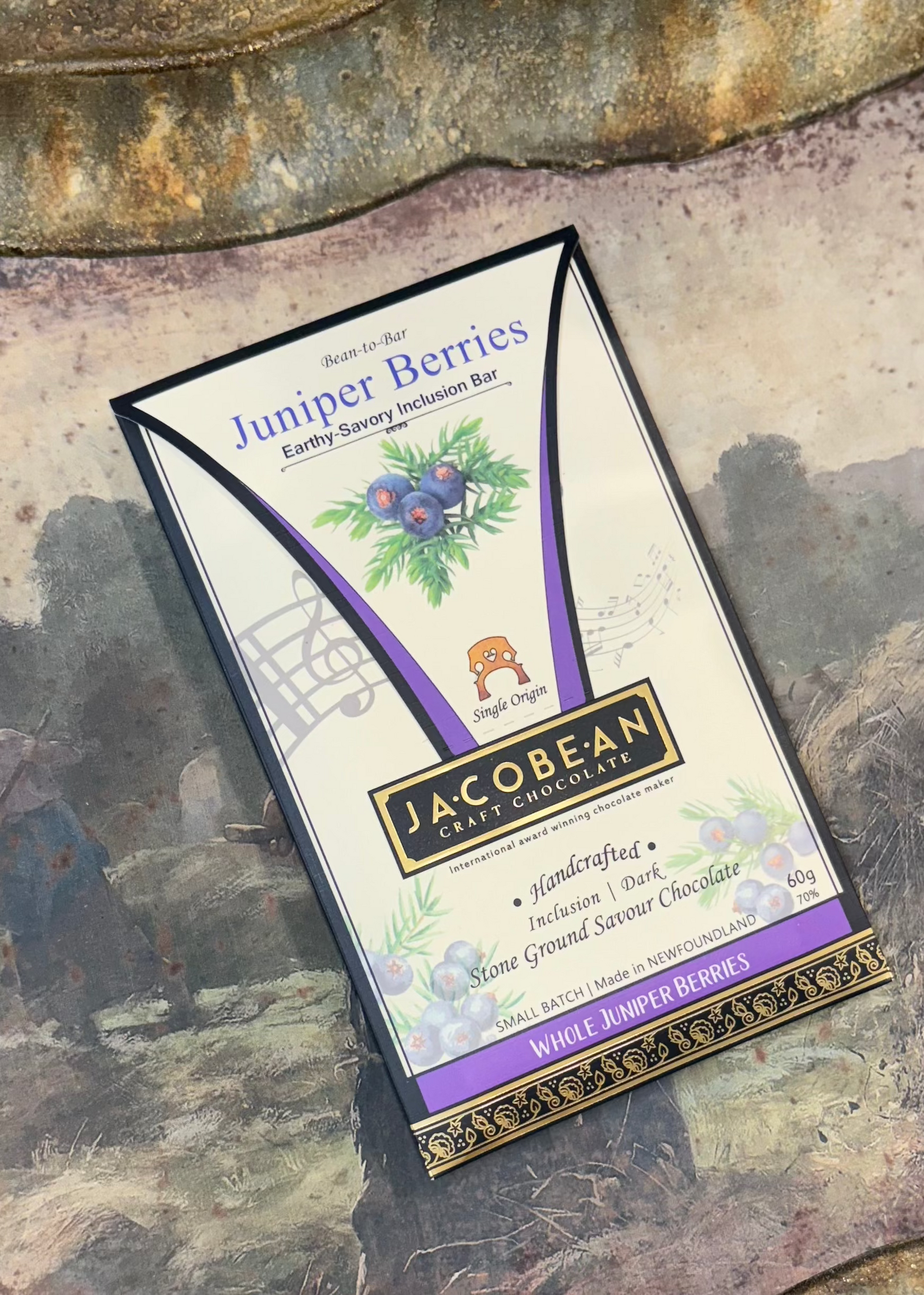 Juniper Berry Inclusion Dark Chocolate Bar