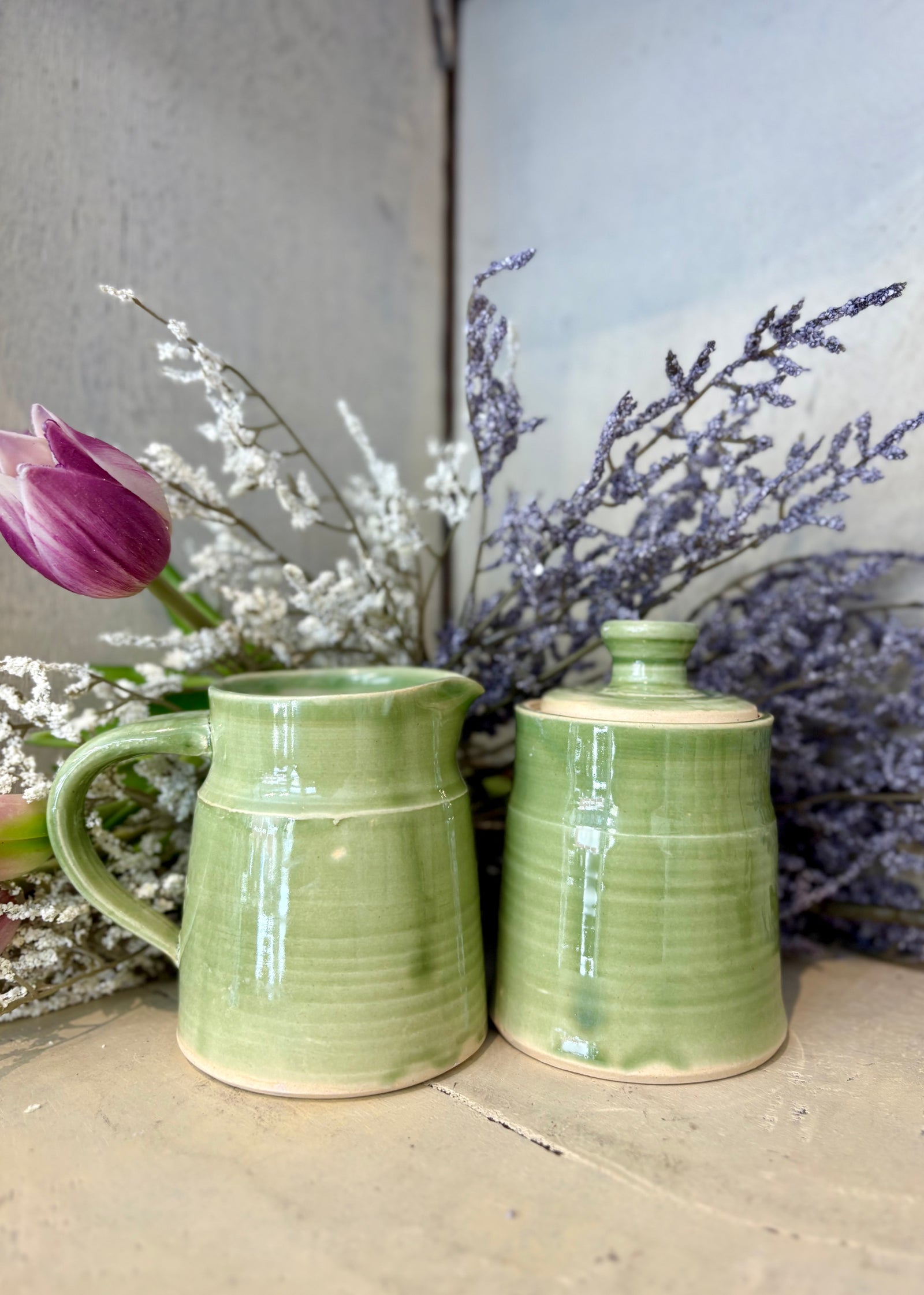 Summer Garden - Cream & Sugar Set - Handmade Pottery